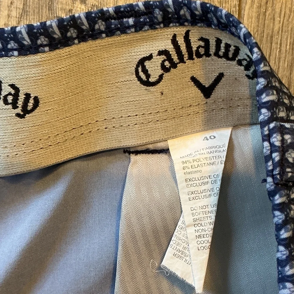 Callaway Men's Navy Patterned Flat Front Shorts
